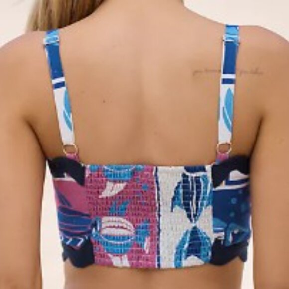 ANTHROPOLOGIE Celandine Scallop Square Neck Crop Tank Top in Navy Sz LARGE - Picture 5 of 5